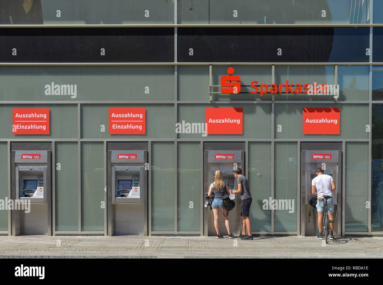 Cash machine, savings bank, Alexander's place, middle, Berlin, Germany, Geldautomat, Sparkasse, Alexanderplatz, Mitte, Deutschland Stock Photo