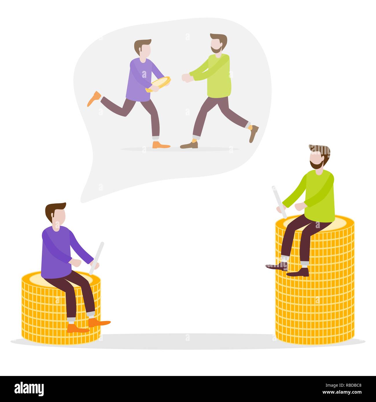 Vector Illustration With Men Transfer Money Using Online Payments