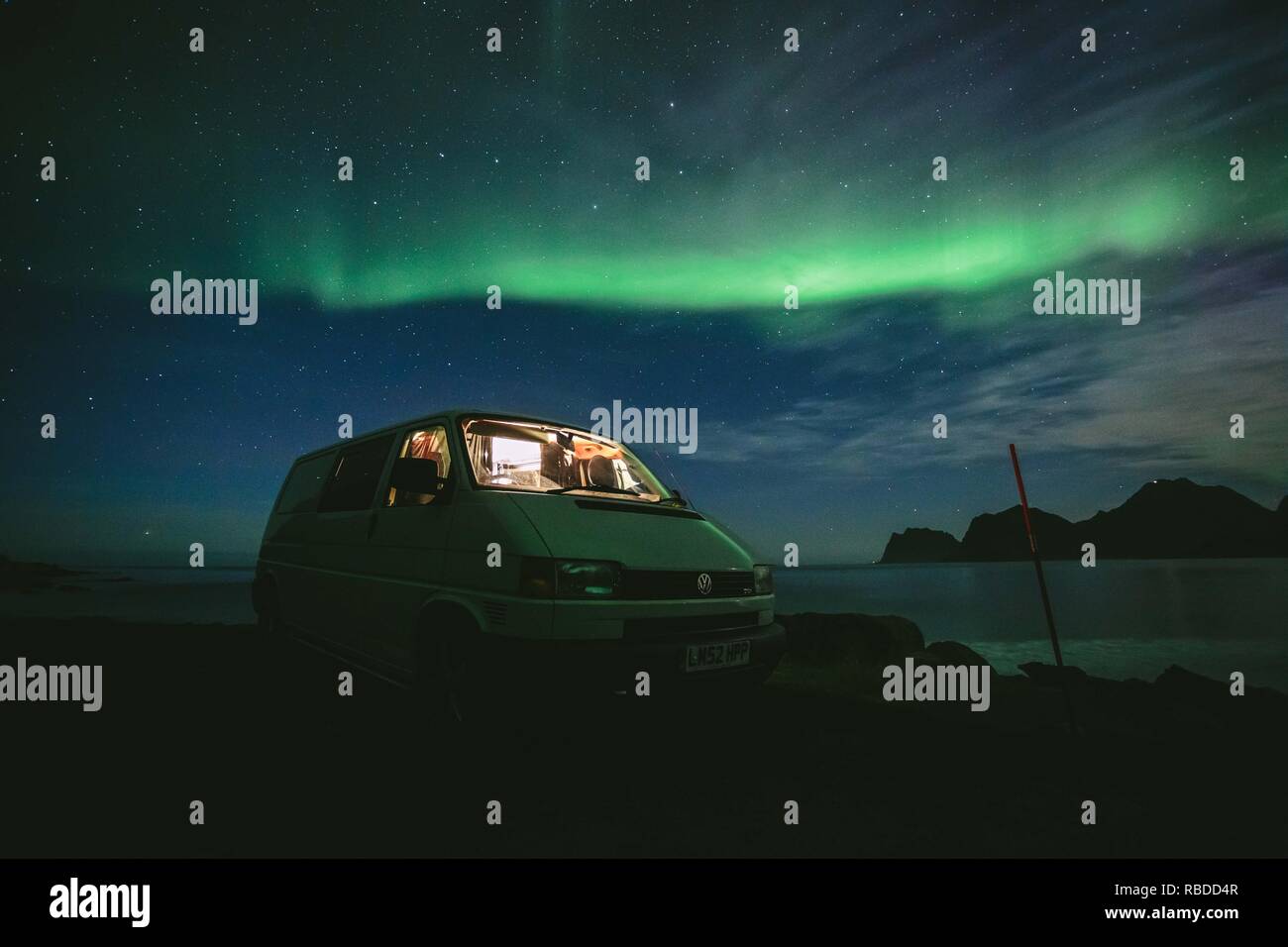 Northern lights above the VW van. MEET the British couple who have been  travelling the world in their converted van for the past four years,  visiting more than 23 countries in the