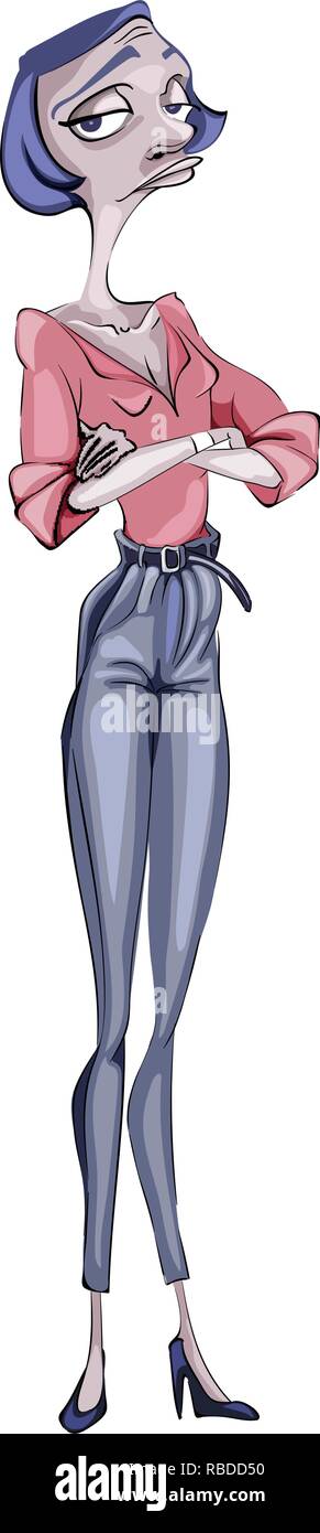 Old lady supercilious look Vector. Cartoon character. Dressed fashion Stock Vector