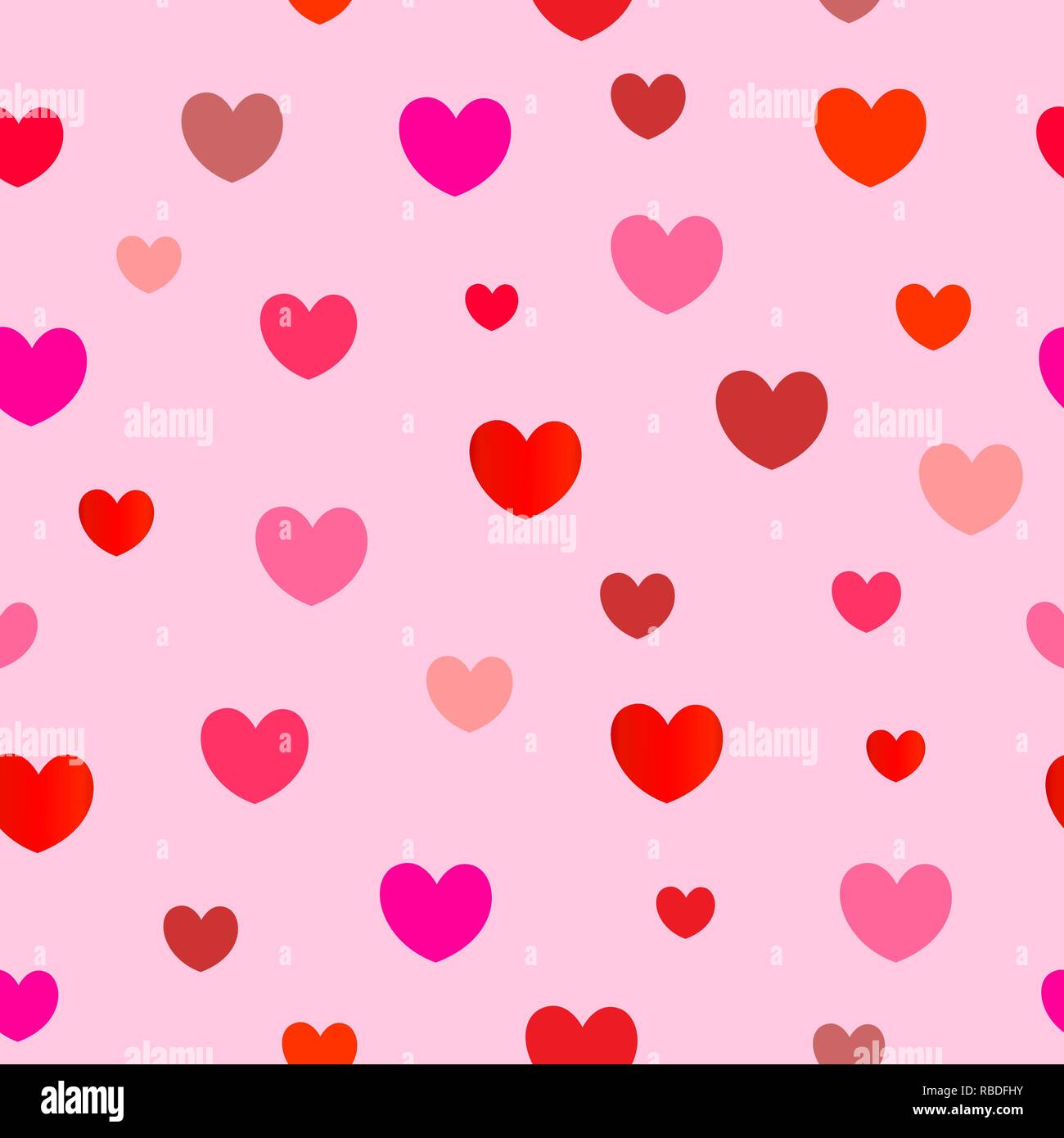 Seamless pattern of red hearts on pink background Valentines day vector ...