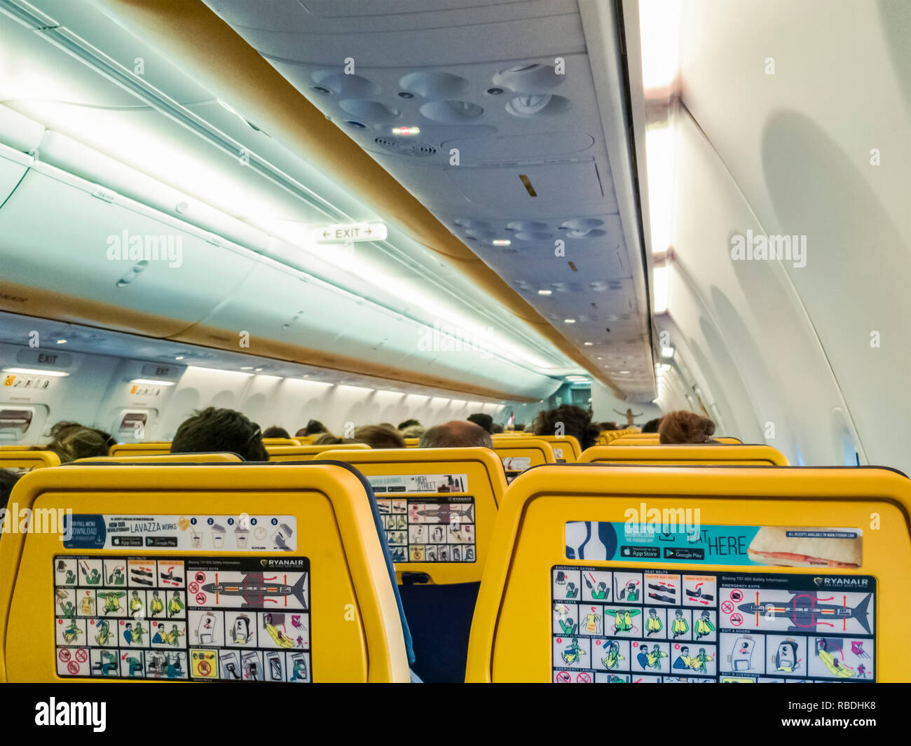 Ryanair Aircraft Seats View With Passengers Rear View Of