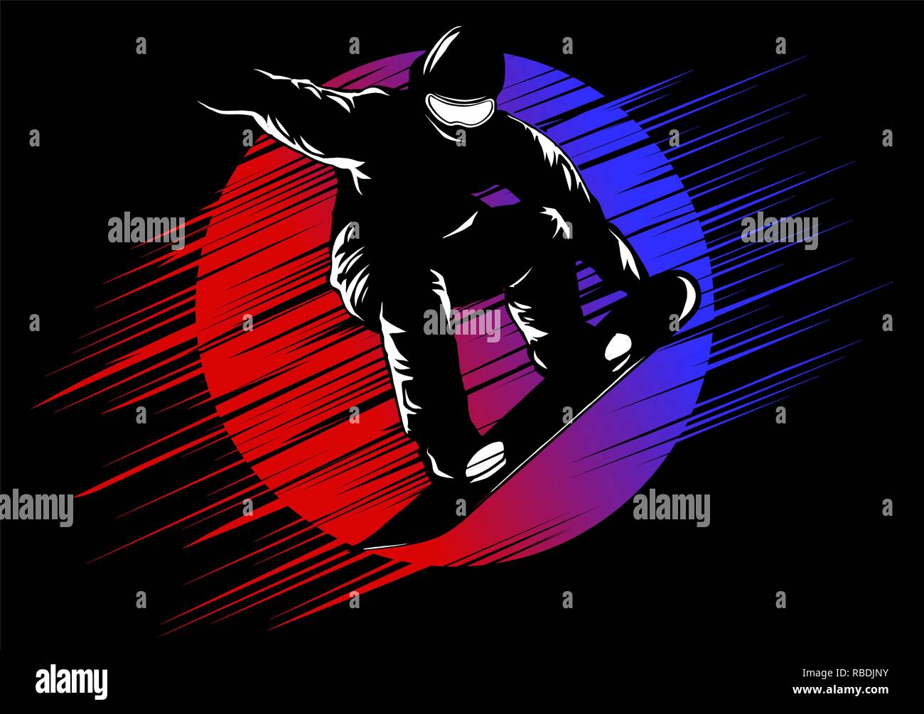 snowboarding stylized symbol, vector silhouette, logo or emblem template Stock Vector