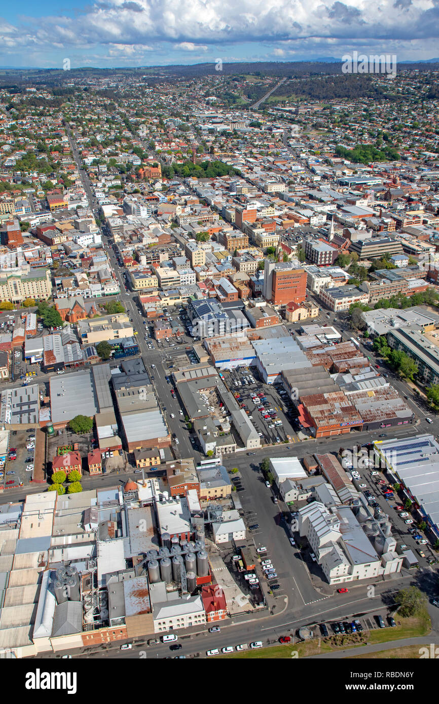 Aerial view of Launceston Stock Photo Alamy