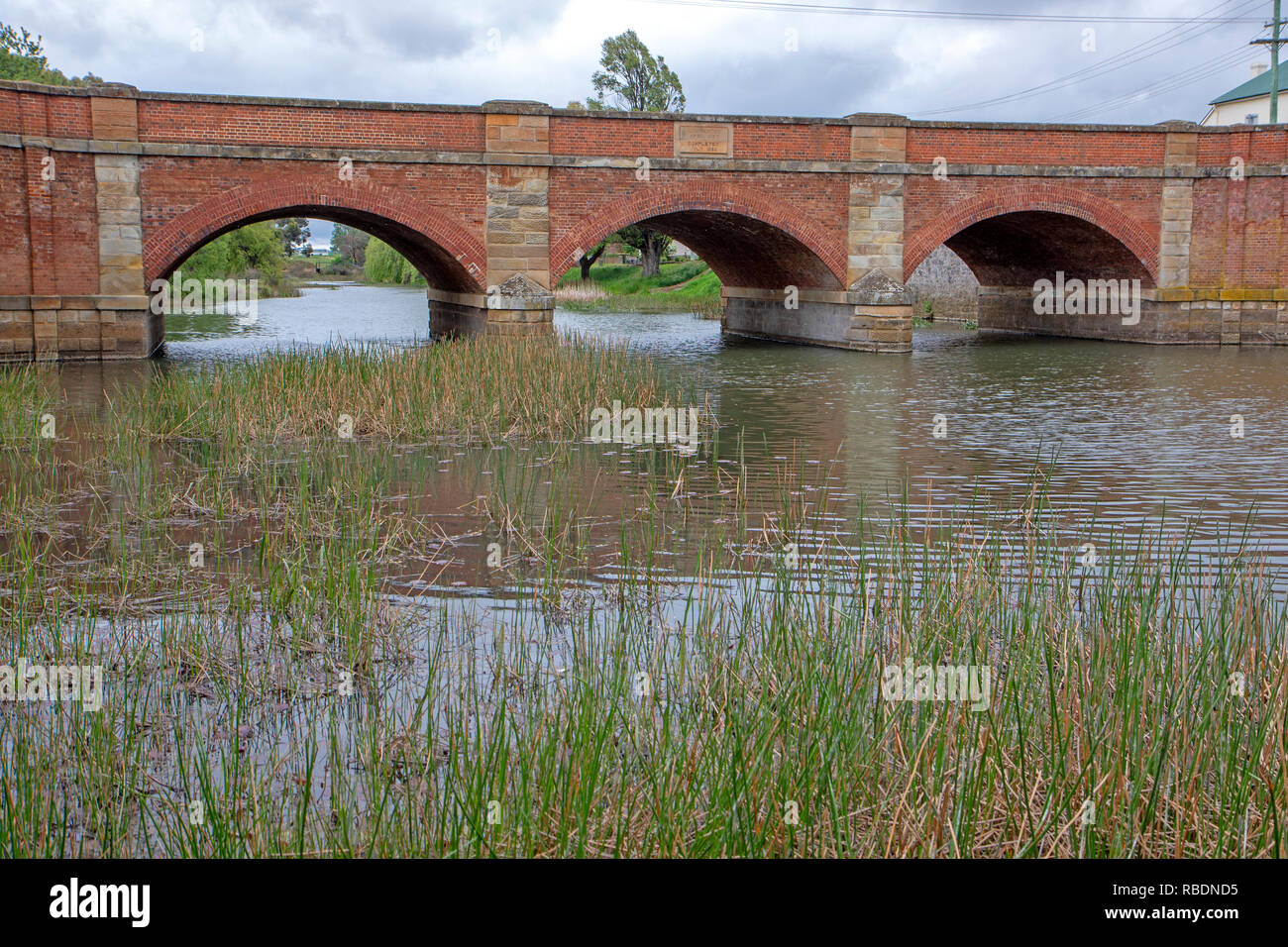 Convict-built Red Bridge at Campbell Town Stock Photo