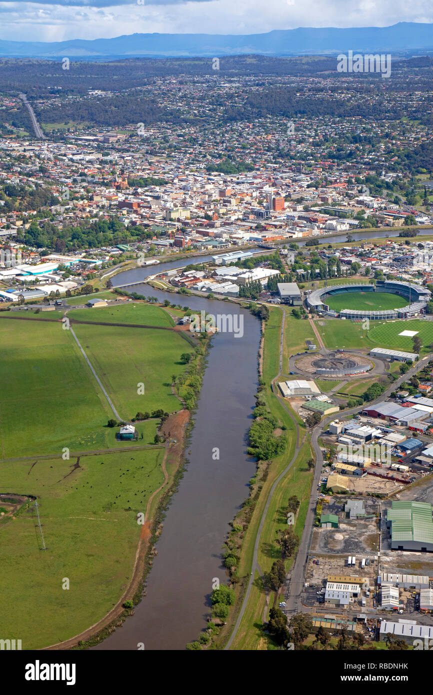 Aerial view of Launceston Stock Photo Alamy