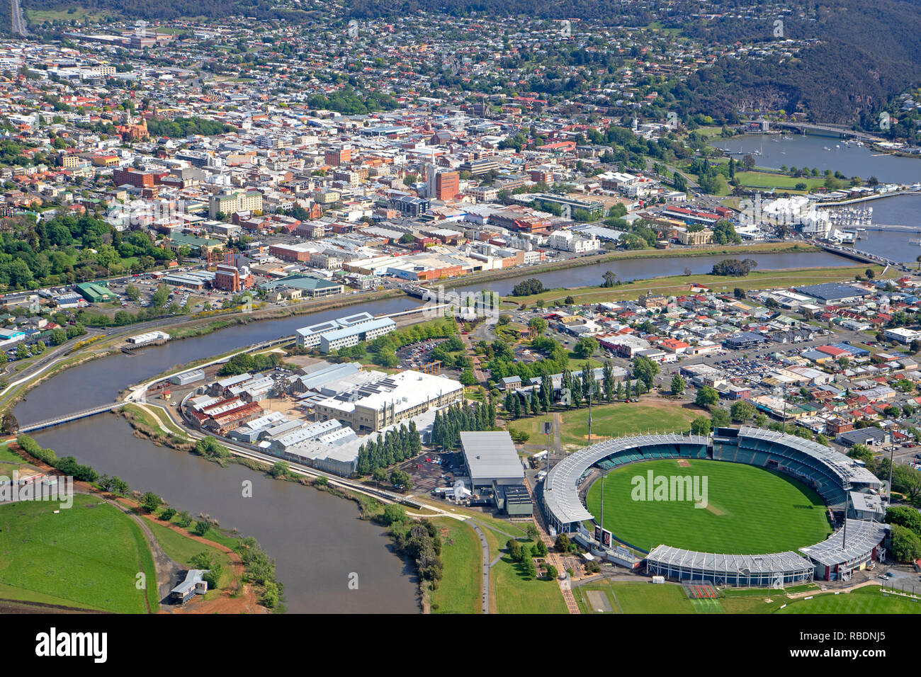 Aerial view of Launceston Stock Photo Alamy