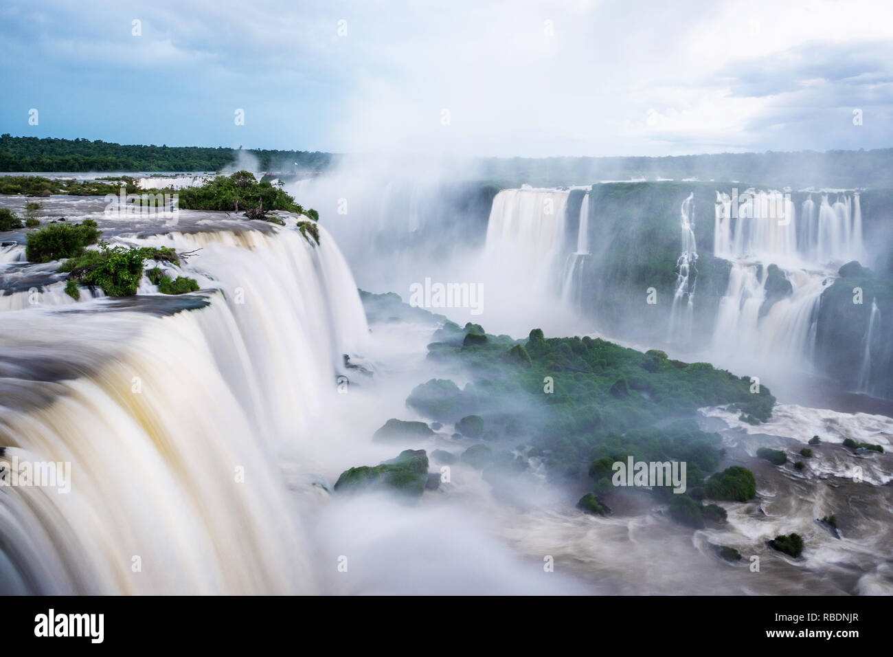 Iguazu Falls on the border of Argentina and Brazil. Stock Photo
