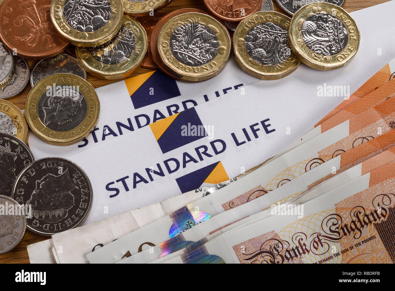 A Standard Life logo with some cash Stock Photo