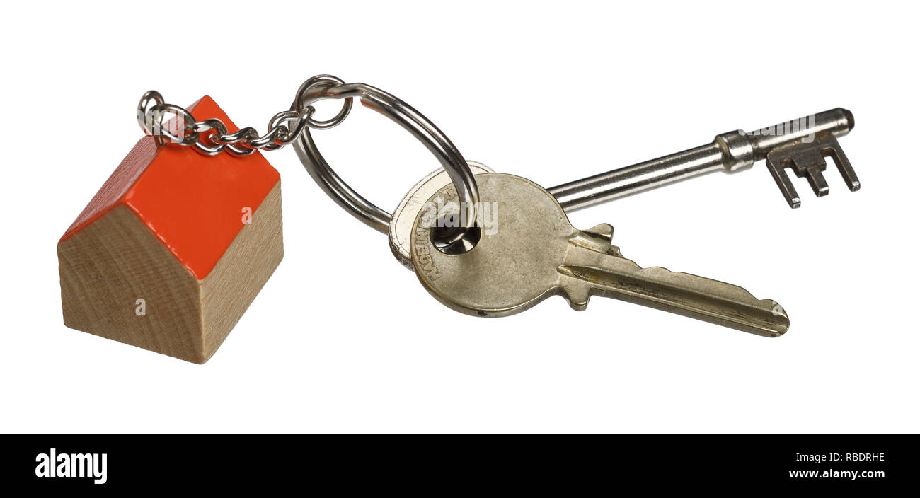 A house shaped wooden keyring and some house keys Stock Photo - Alamy