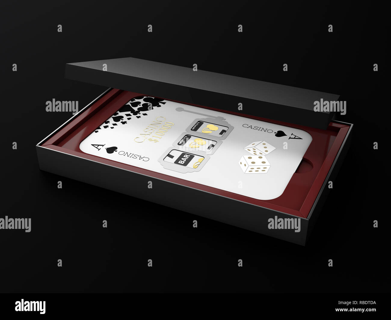 Ace of spades playing card in the box 3d illustration Stock Photo - Alamy