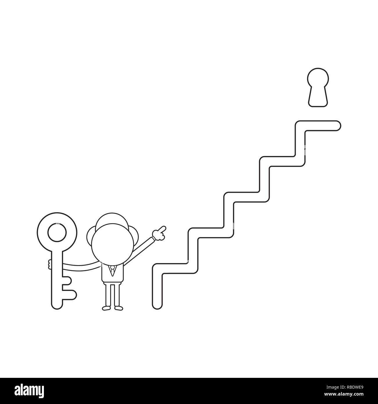 Vector illustration concept of businessman character holding key and ...
