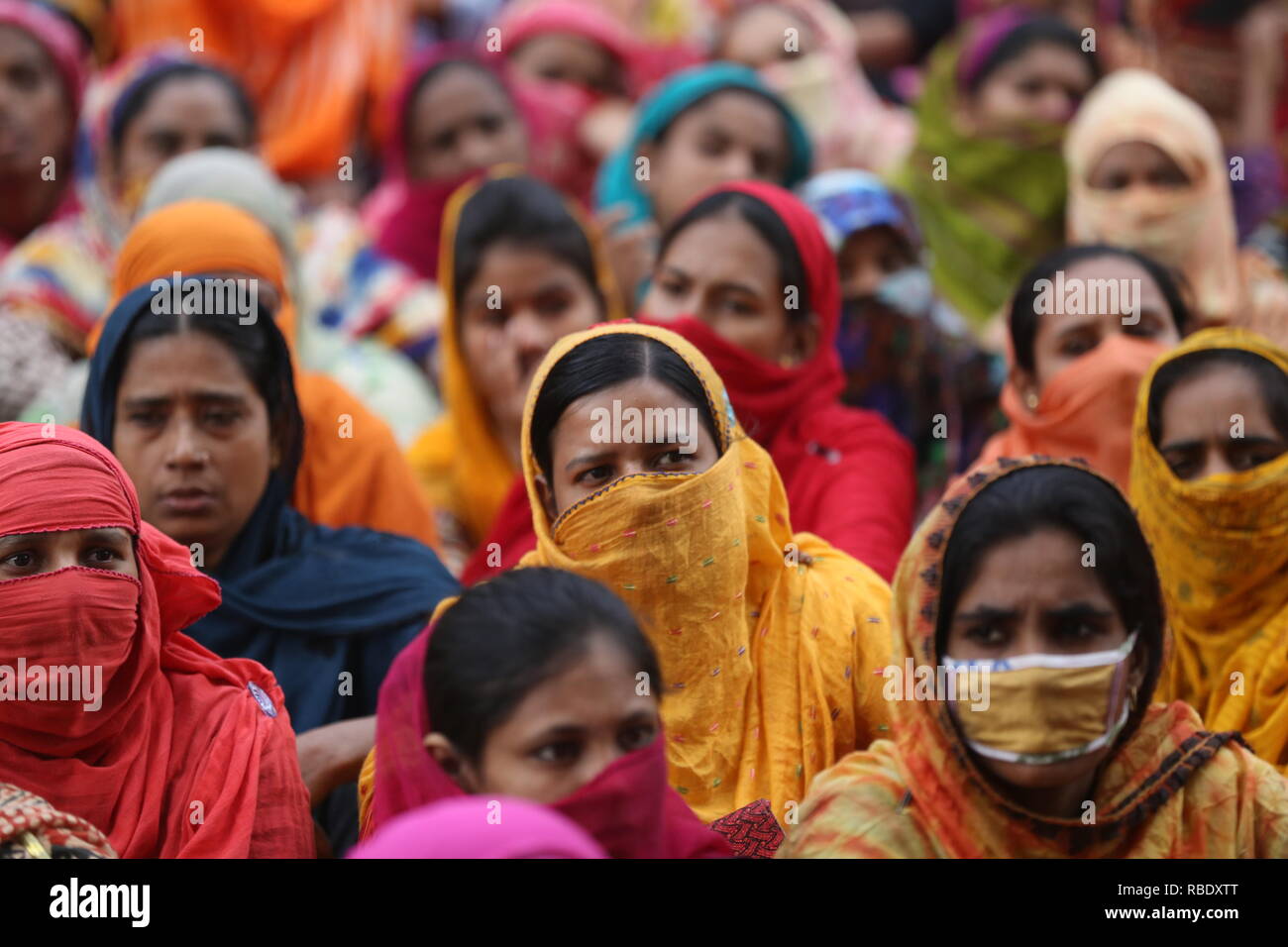 Dhaka, Bangladesh: Garment workers block a road during an ongoing ...