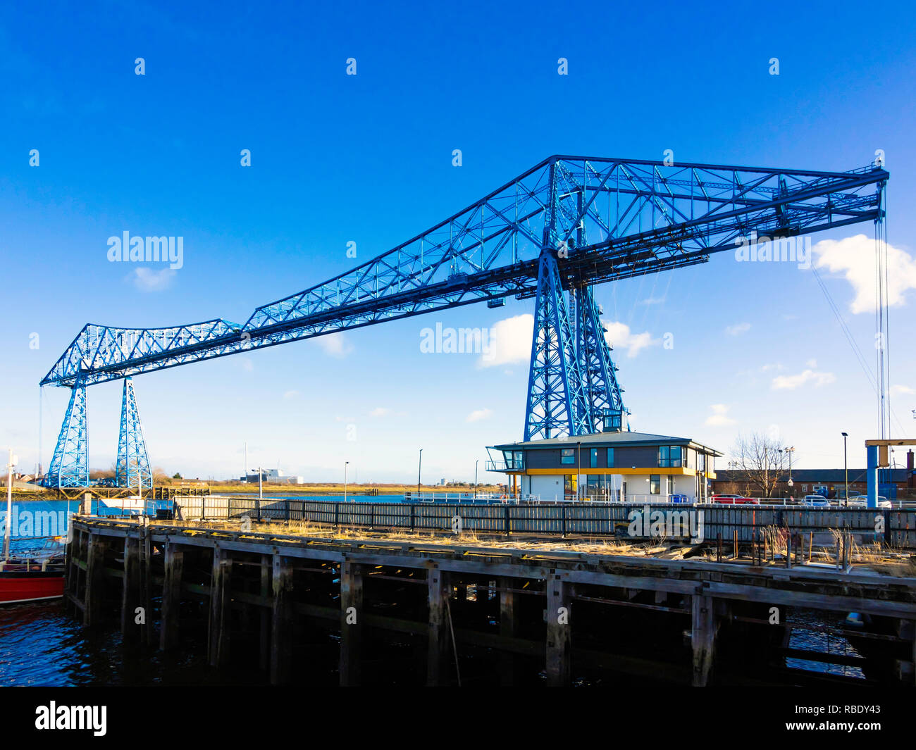Middlesbrough Transporter bridge from  the south bank of the River Tees Stock Photo