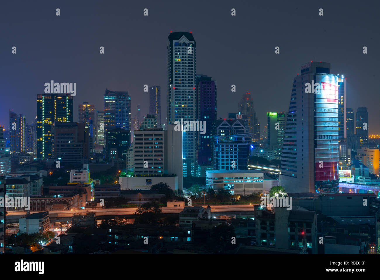 Bangkok night skyline Stock Photo - Alamy