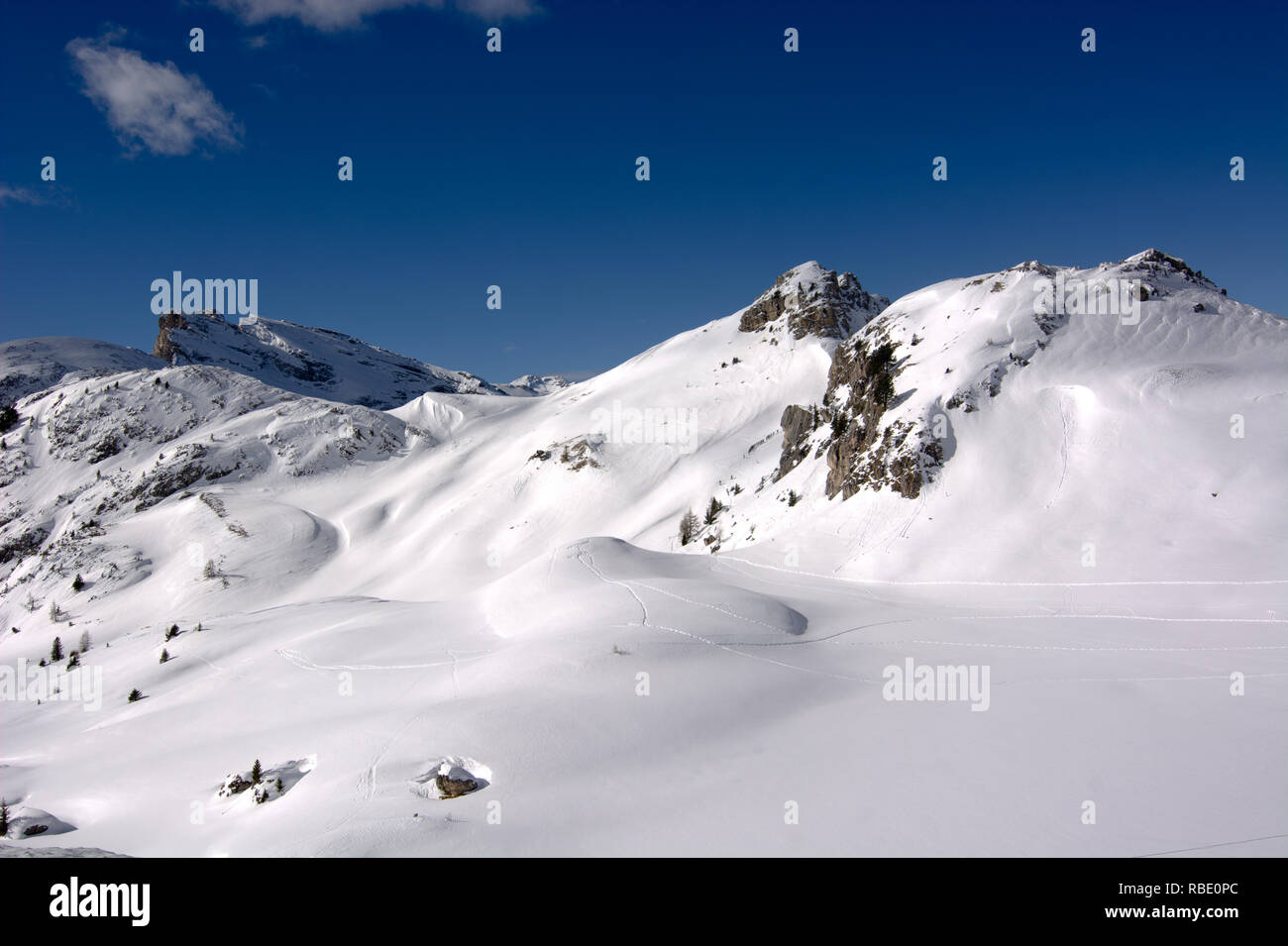 the mountains after a great snowfall in the Dolomites Stock Photo Alamy