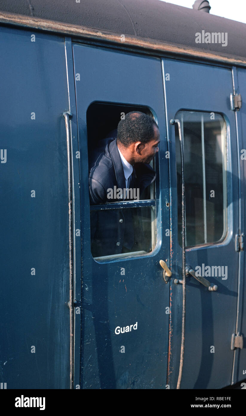British Rail guard at Willesden Junction railway station on the North