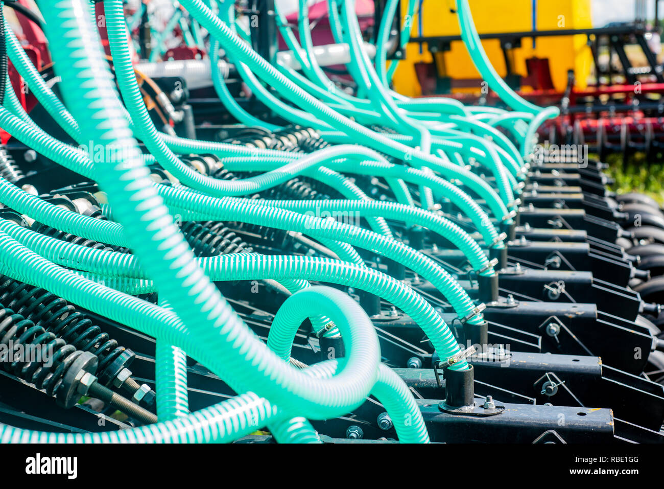 the combine harvesters photographed by a close up Stock Photo Alamy