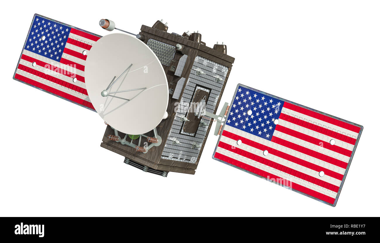 Satellite of the United States, 3D rendering isolated on white background Stock Photo