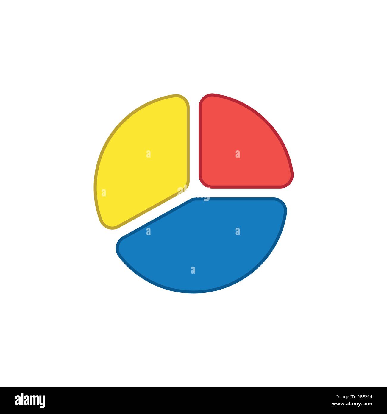 Vector illustration icon concept of three parts diagram. Colored and ...