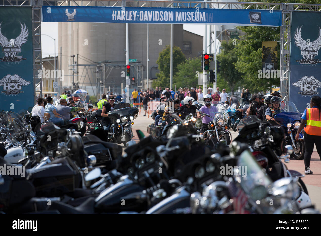 Motorcycle riders from all over the world attend the 115th Harley