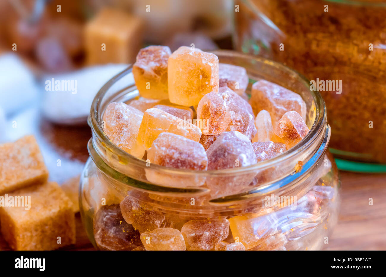 rock candy sugar pile in glass Stock Photo
