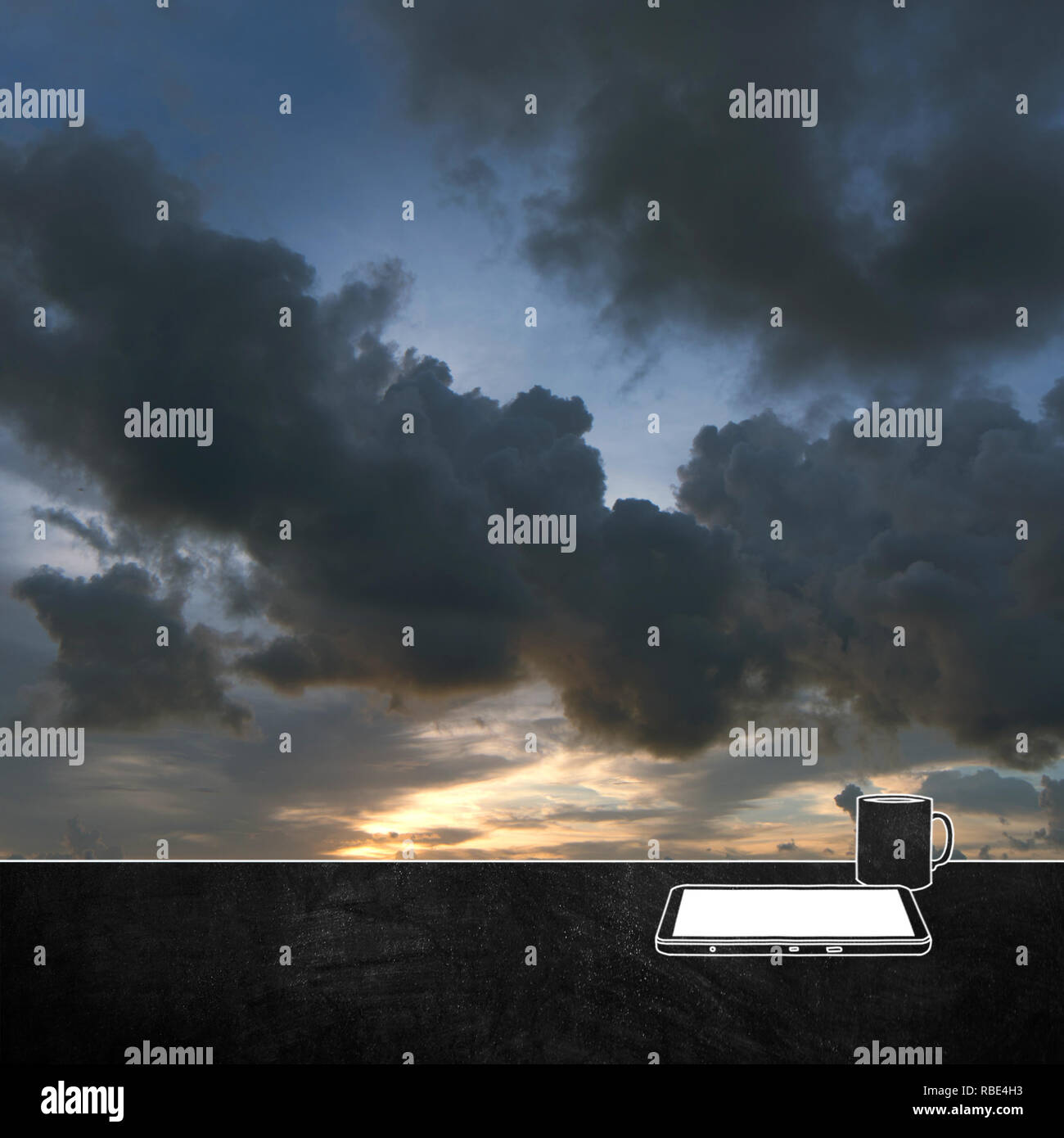 3d Illustration Rendering Of Sketch Drawing Of Tablet And Mug Against Cloudy Sky Background Stock Photo Alamy 3d Illustration Rendering Of Sketch Drawing Of Tablet And Mug Against Cloudy Sky Background Stock Photo Alamy