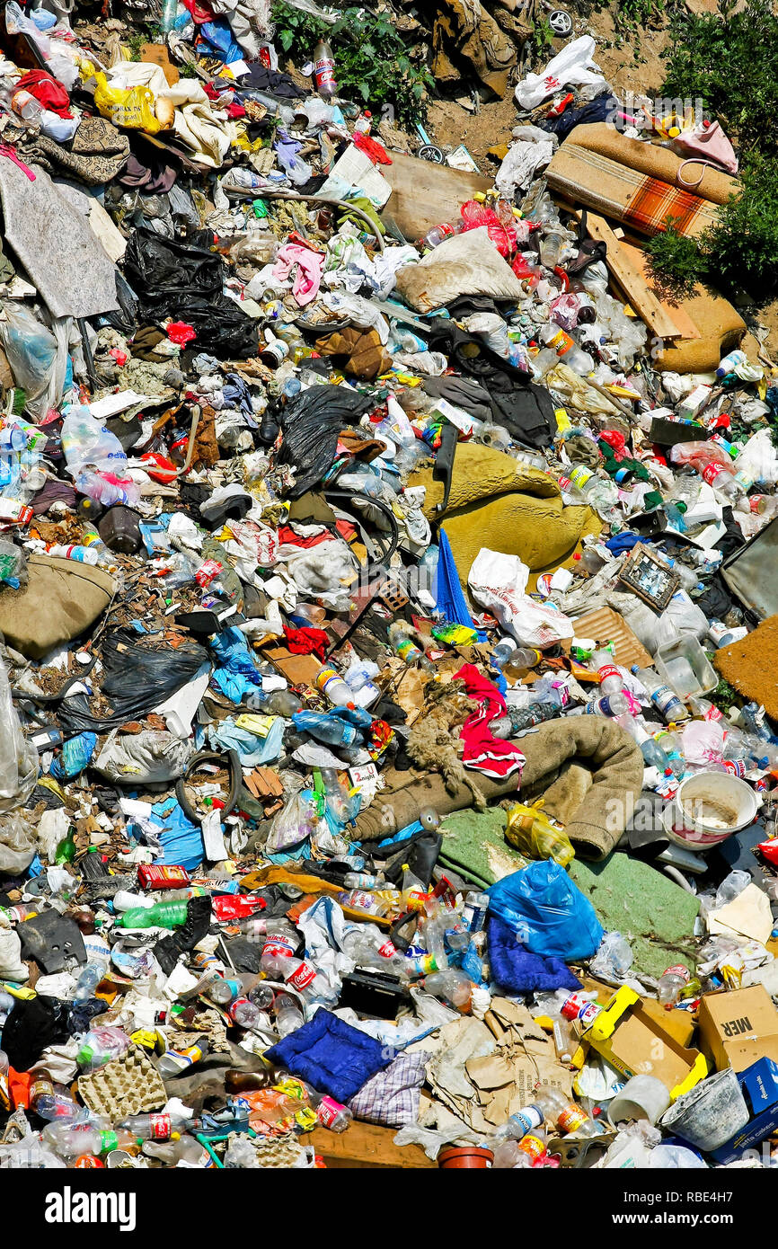 BELGRADE, SERBIA - MAY 31, 2008: Dumped Waste and Garbage at Dump Yard in Belgrade, Serbia. Stock Photo
