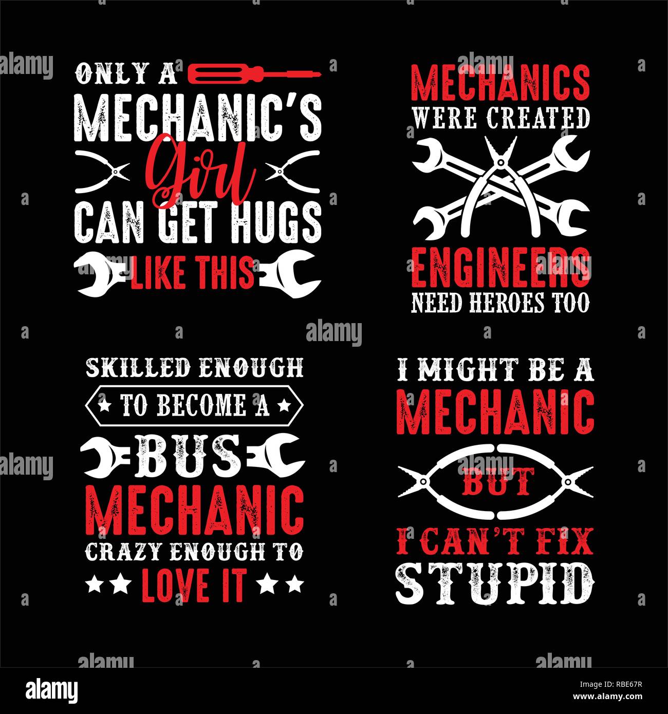 Mechanic Quote and saying. Set of mechanic quote Stock Vector