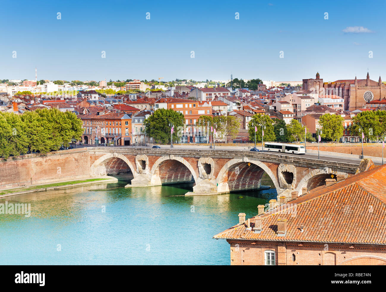 Toulouse and Pont Neuf bridge across Garonne river Stock Photo