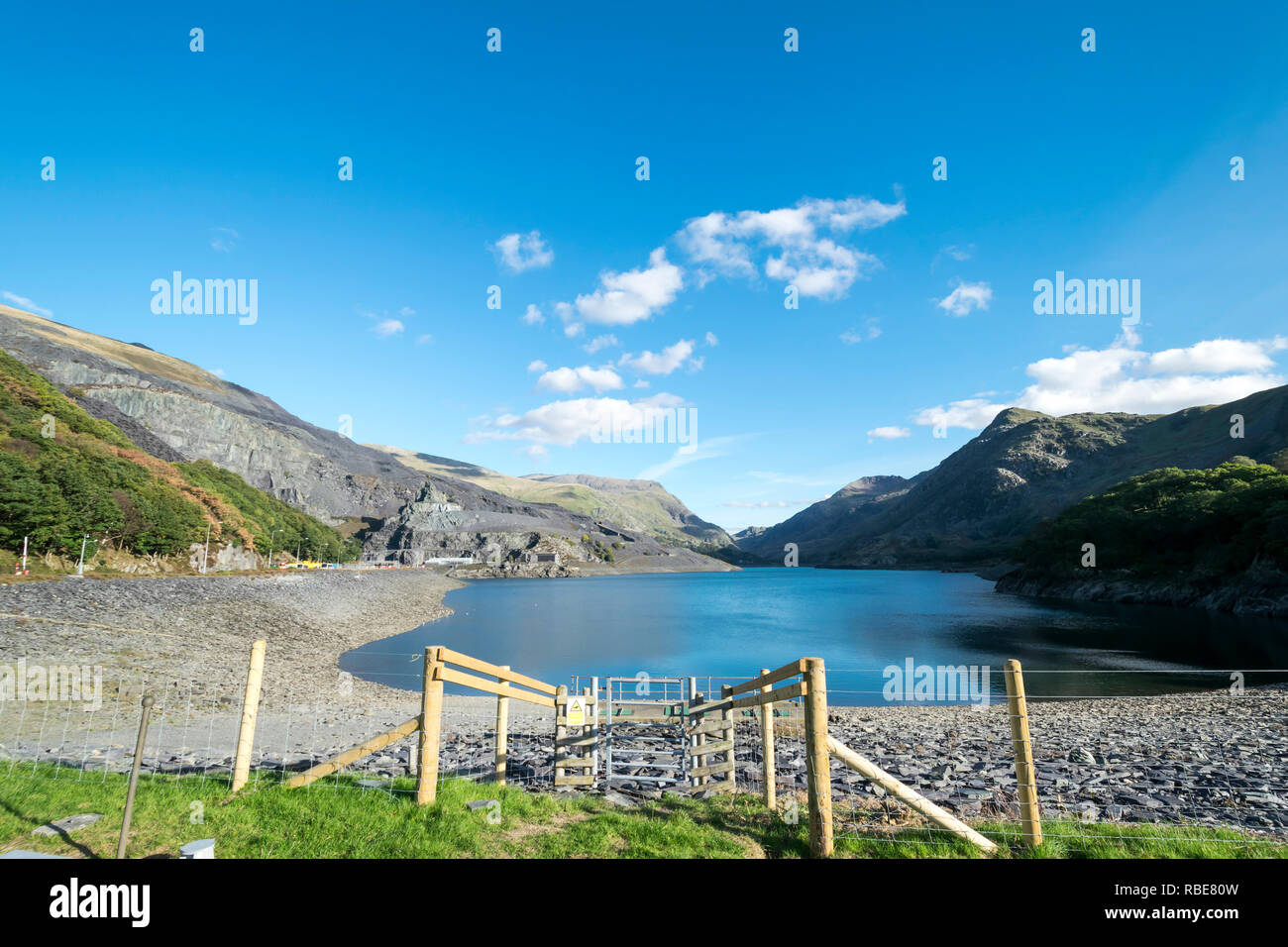 Llyn Peris lake at the base of the Dinorwig Power Station in North Wales Stock Photo