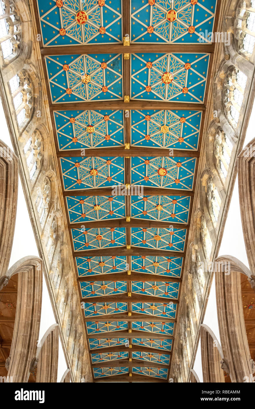 Interior nave ceiling, Hull Minster, Church Side, Kingston upon Hull, East Riding of Yorkshire, England, United Kingdom Stock Photo