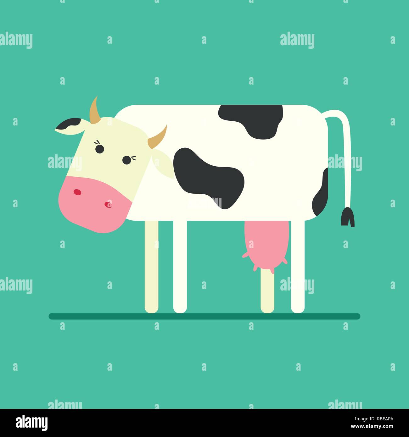 Flat cow icon. Funny flat cow. Vector illustration Stock Vector