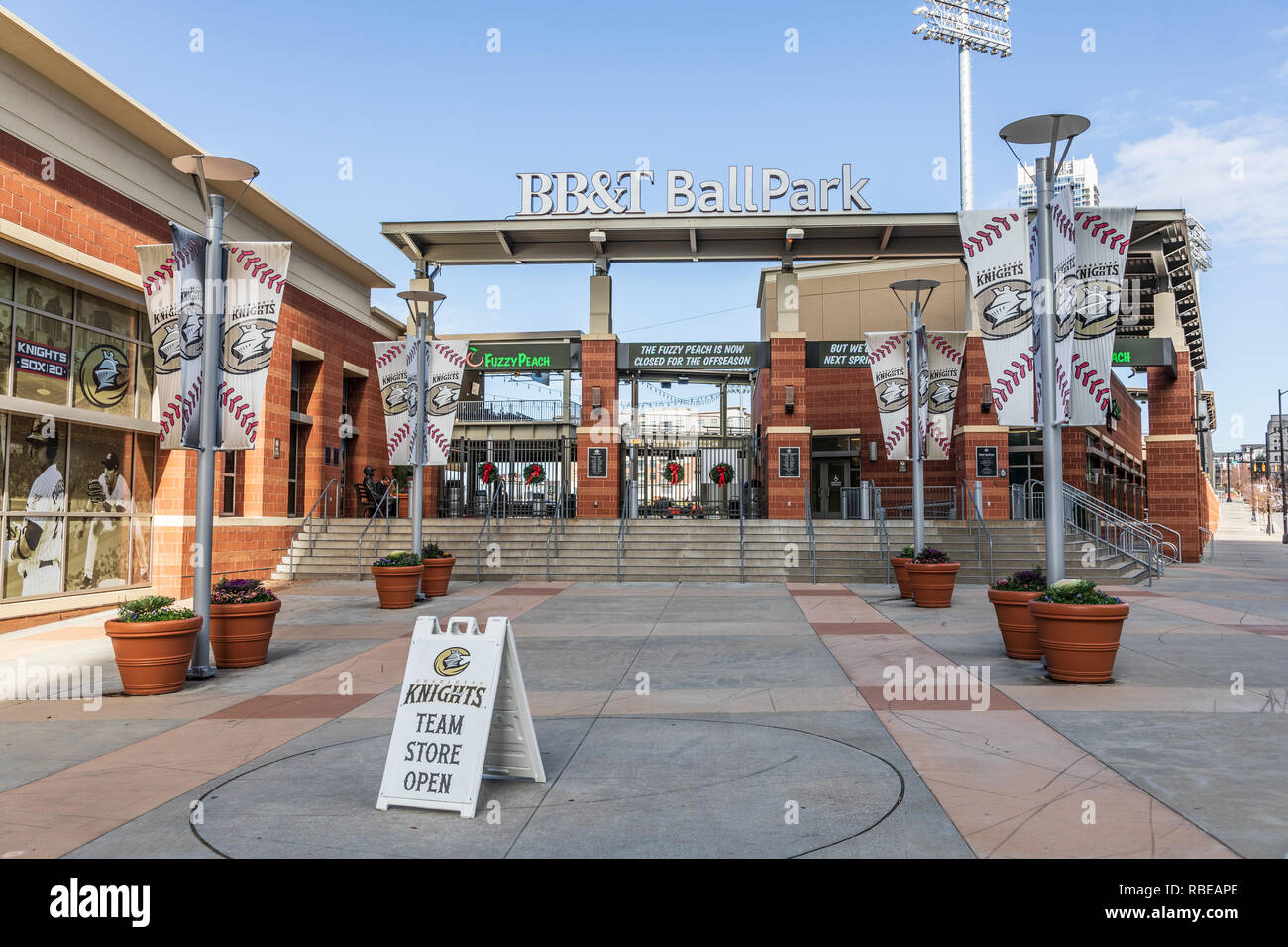 CHARLOTTE, NC, USA1/8/19 South entrance to the BB&T Ballpark in