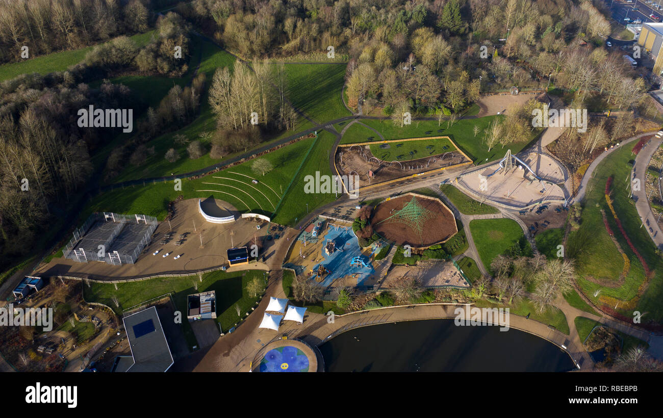 Aerial view of Telford Town Park Shropshire 2019 Stock Photo