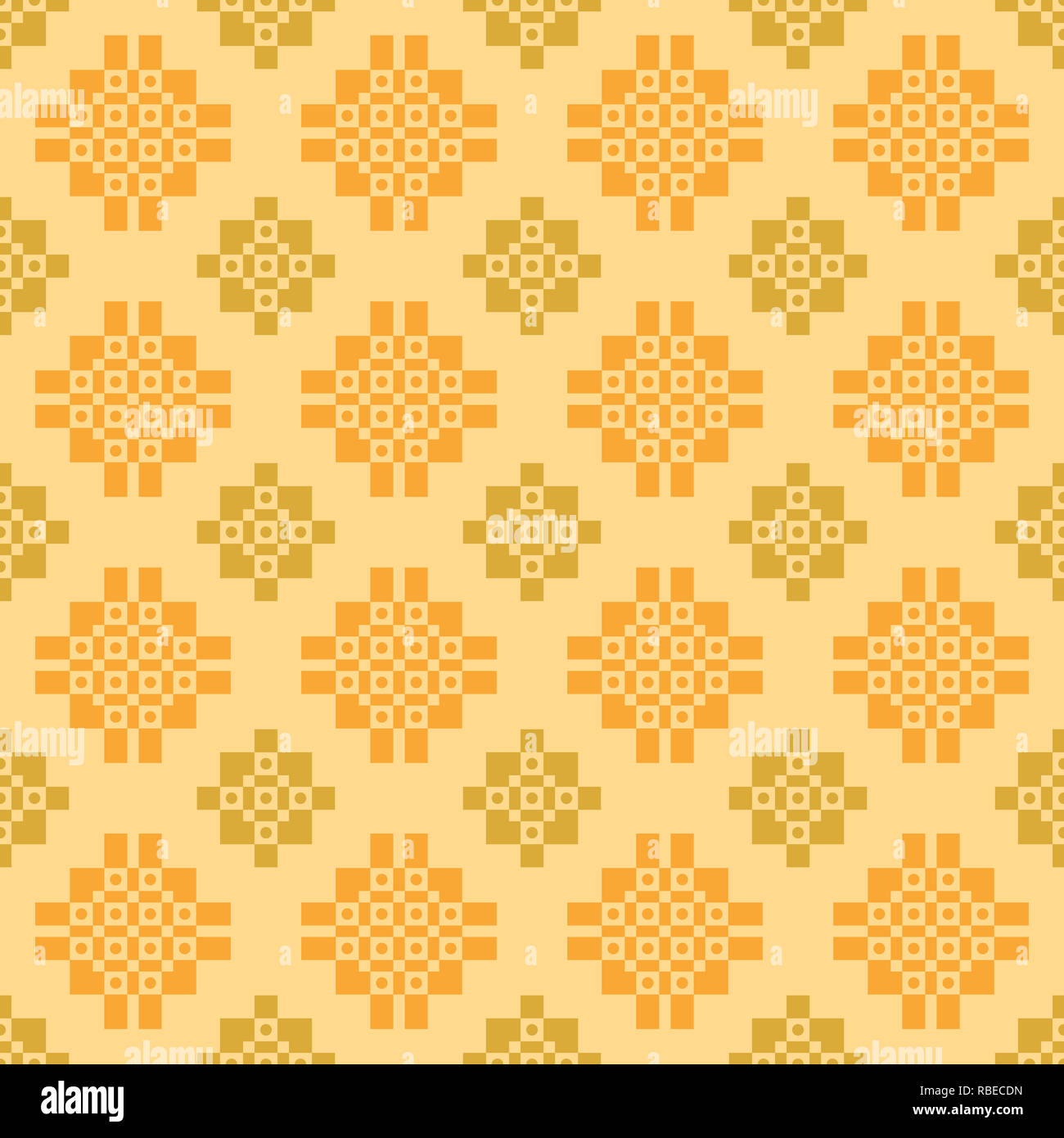 Seamless subtle ethnic pattern on light yellow background Stock Photo
