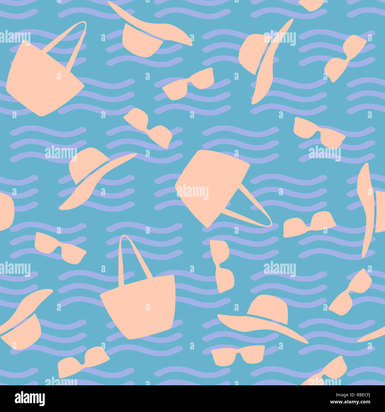 Seamless beach pattern with ladies accessories Stock Photo