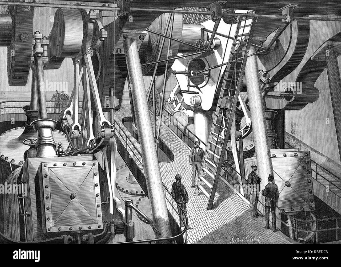 SS GREAT EASTERN One of the engine rooms of Brunel's ship launched in 1858 Stock Photo