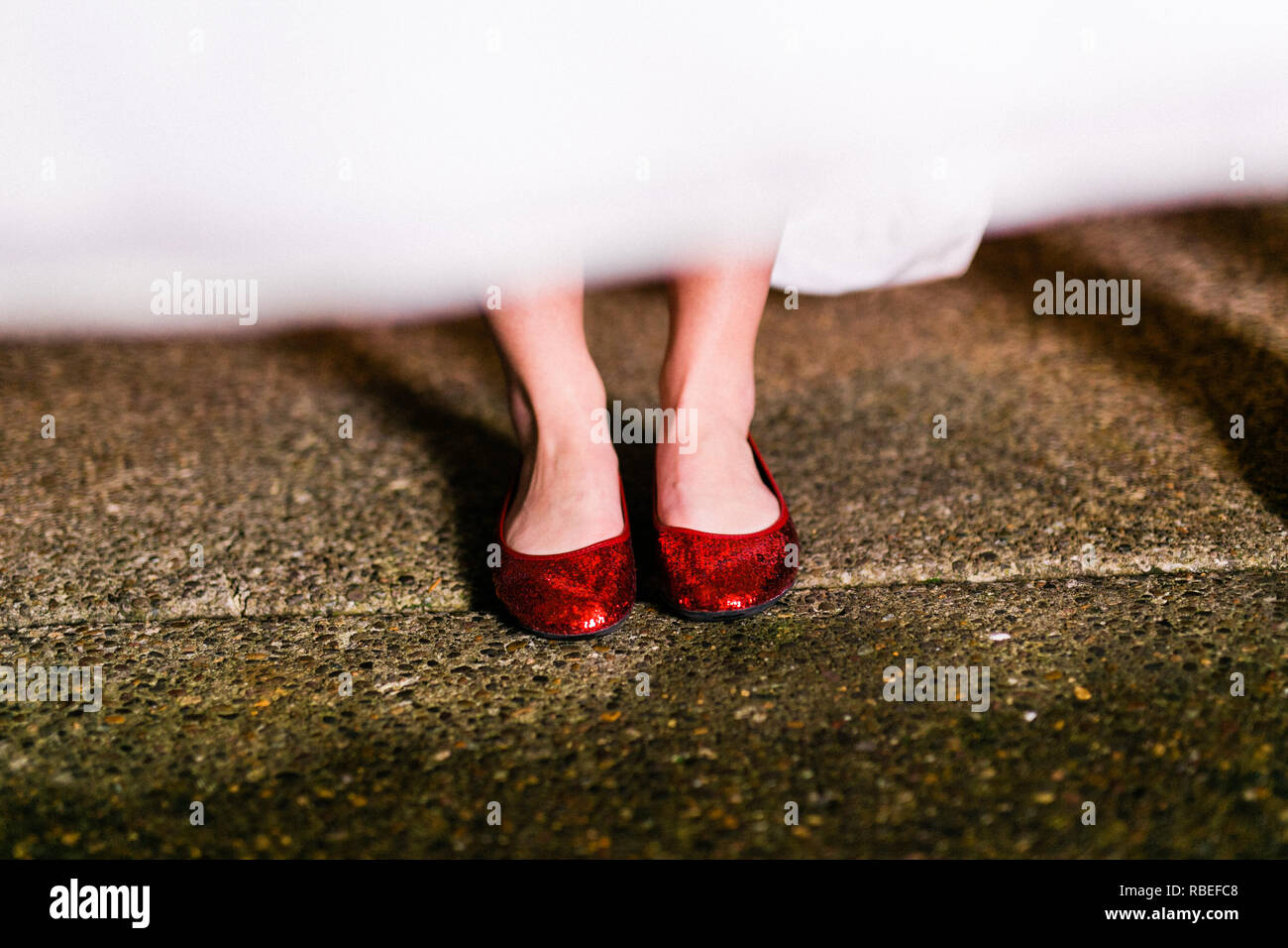 wedding dress red shoes