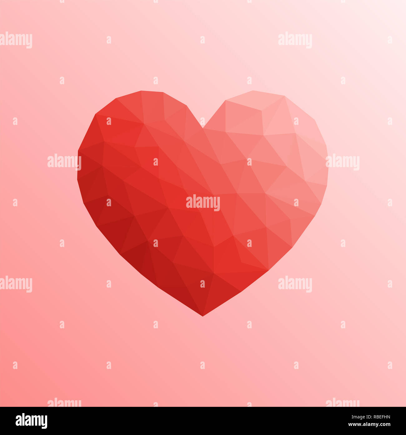 Heart in lowpoly style on bright background Stock Photo