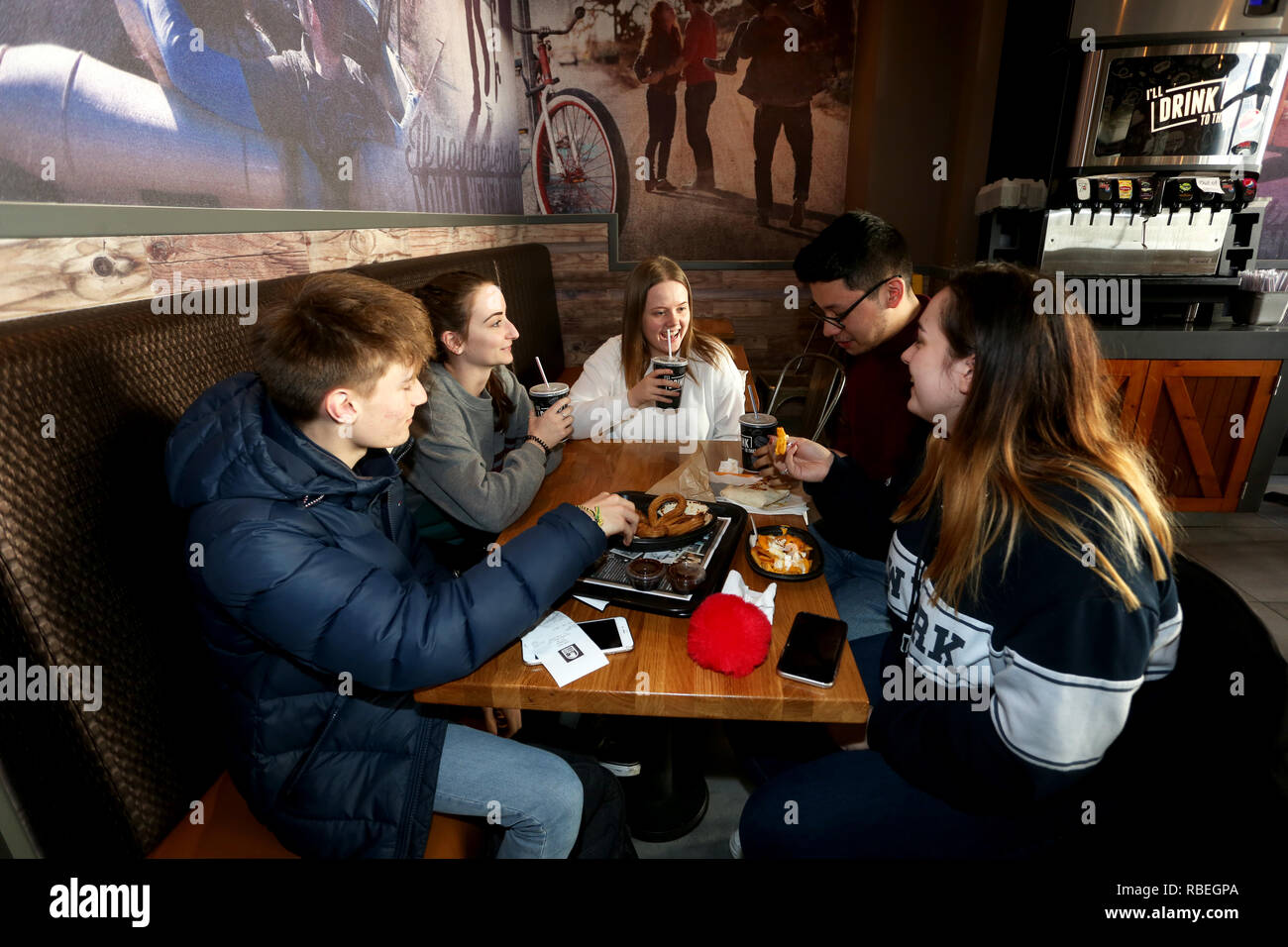 General views of the Taco Bell Take-Away Chain Restaurant in Chichester, West Sussex, UK. Stock Photo