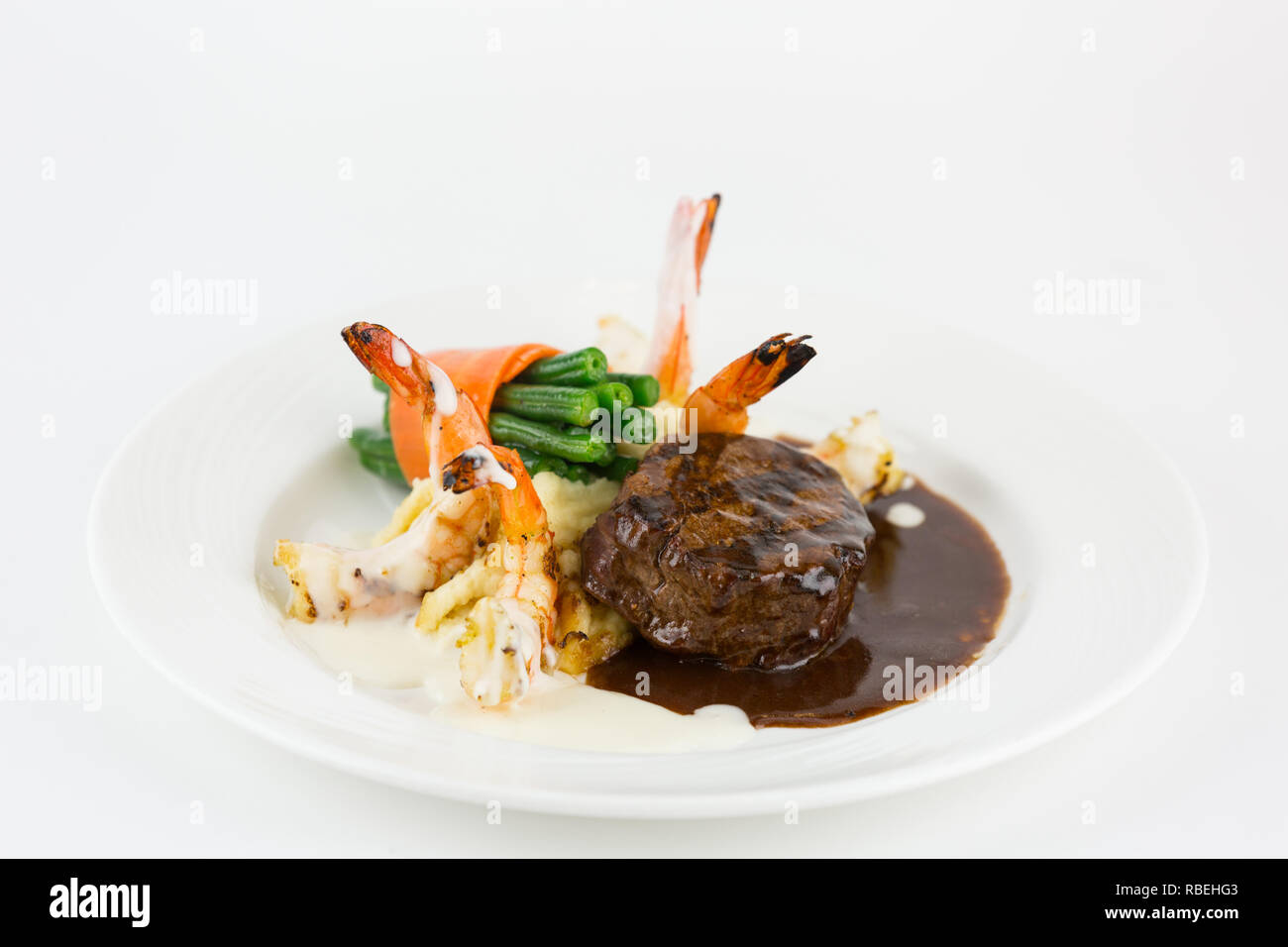 Steak and shrimp dinner Stock Photo - Alamy