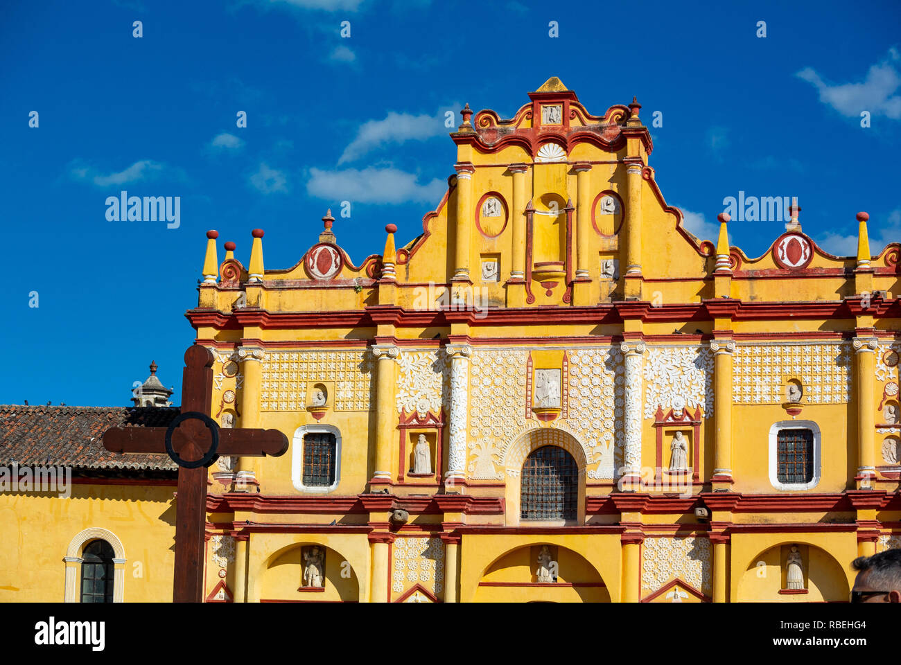 Cathedral, San Cristobal de las Casas, Chiapas, Mexico Stock Photo