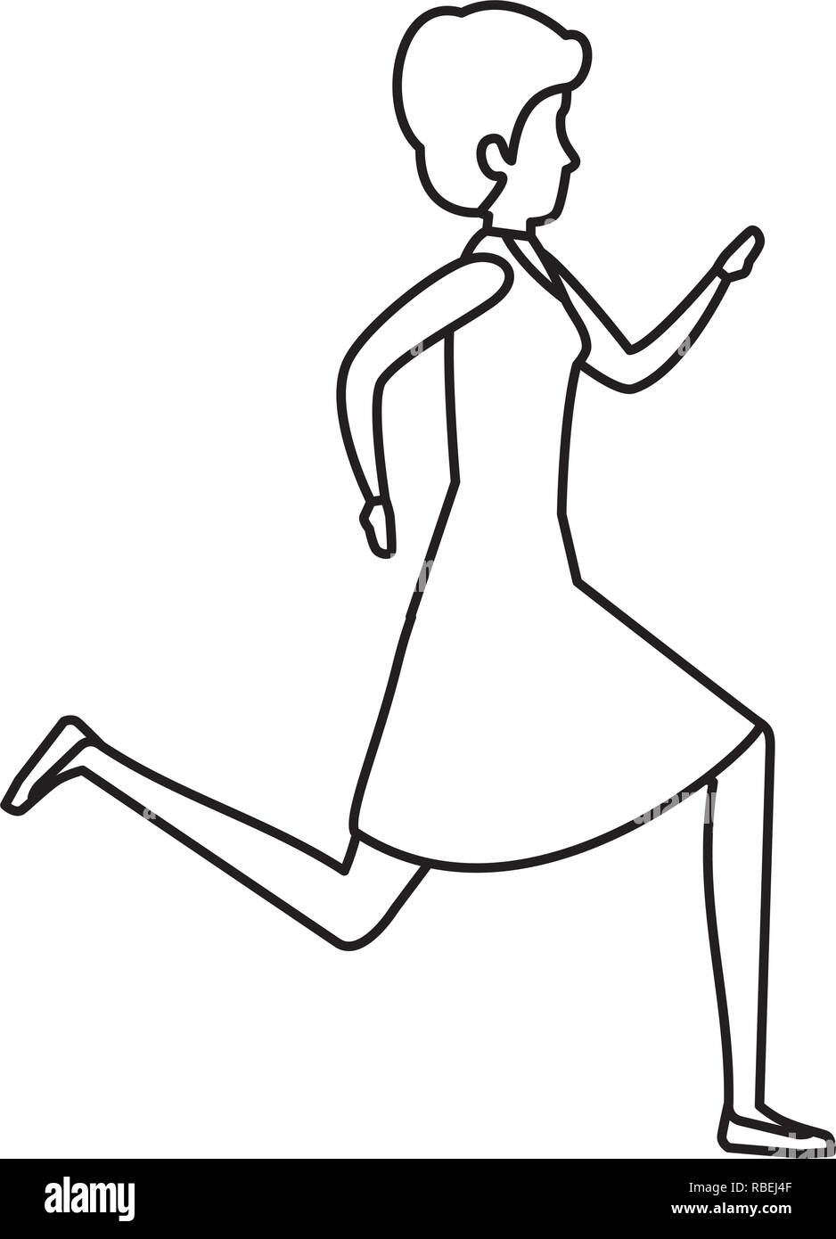 beautiful and young woman running Stock Vector Image & Art - Alamy