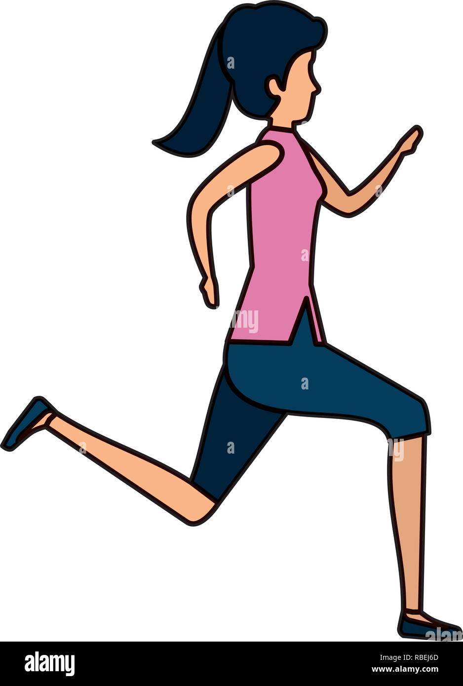 beautiful and young woman running Stock Vector Image & Art - Alamy