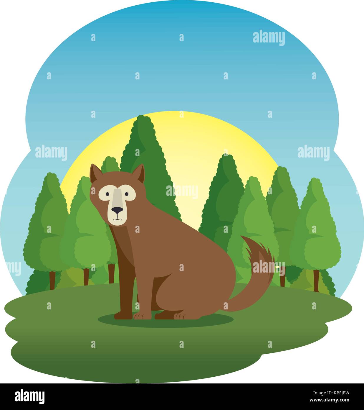 cute grizzly bear in the field scene Stock Vector Image & Art - Alamy