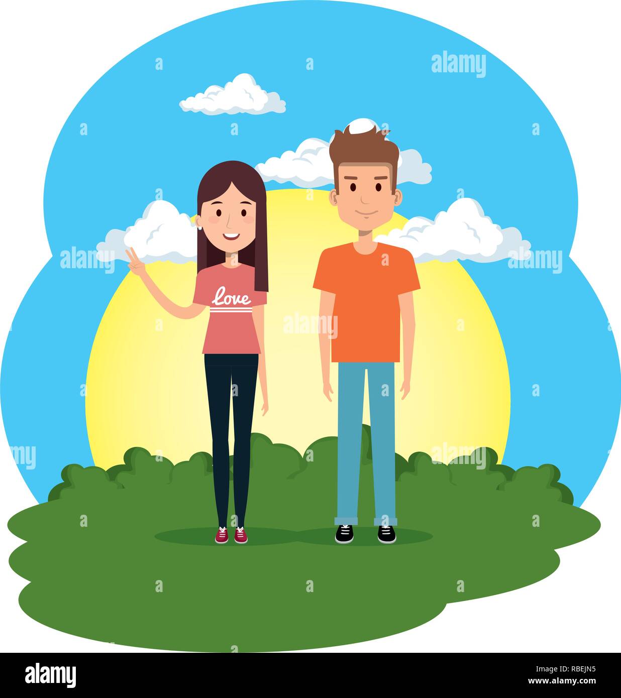 lovers couple in the camp scene Stock Vector Image & Art - Alamy