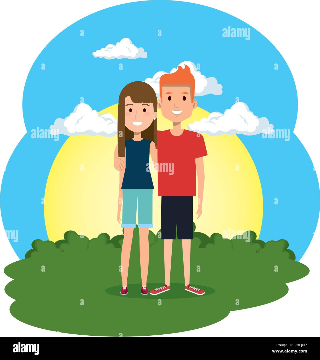 lovers couple in the camp scene Stock Vector Image & Art - Alamy