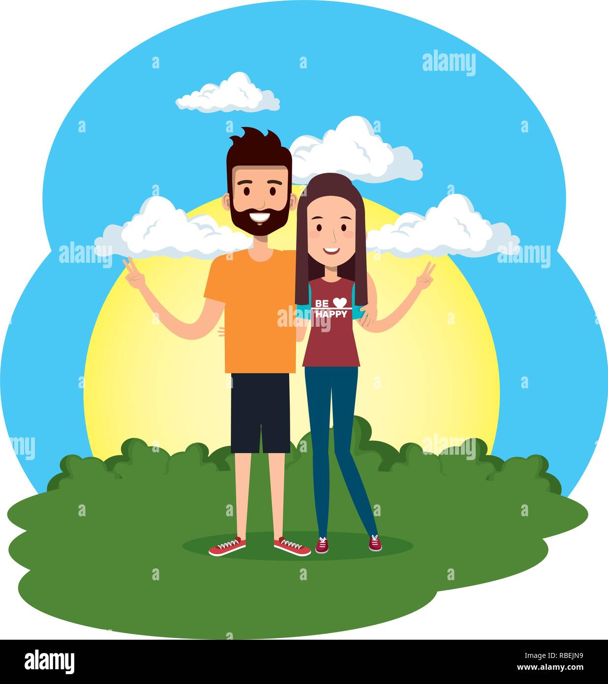 lovers couple in the camp scene Stock Vector Image & Art - Alamy