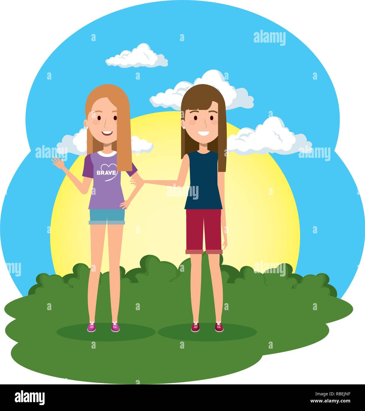 couple of women in the camp characters Stock Vector Image & Art - Alamy